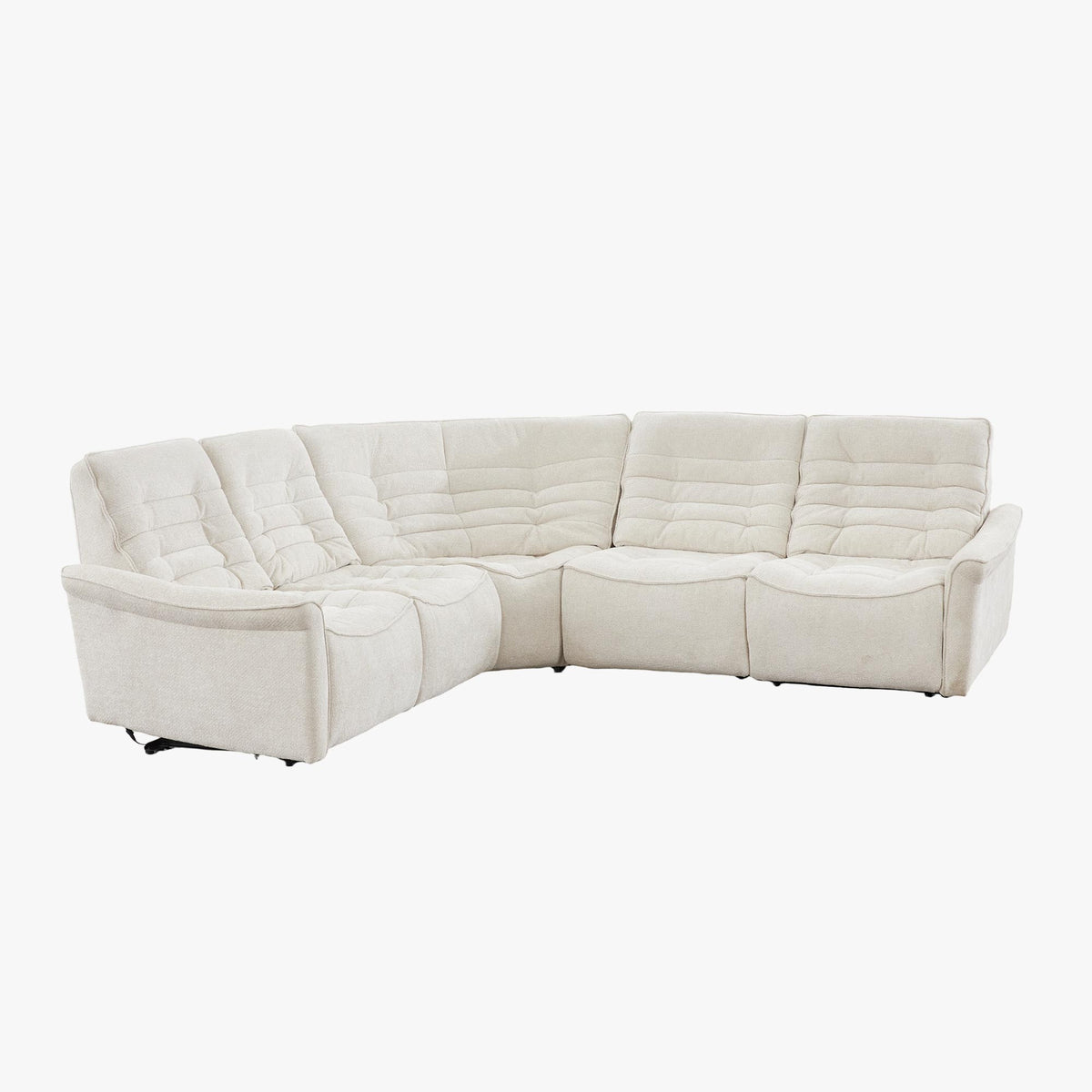 CHILLY Canapé d'angle relax électrique réversible en tissu beige - Canapé relax - Mobilier Deco