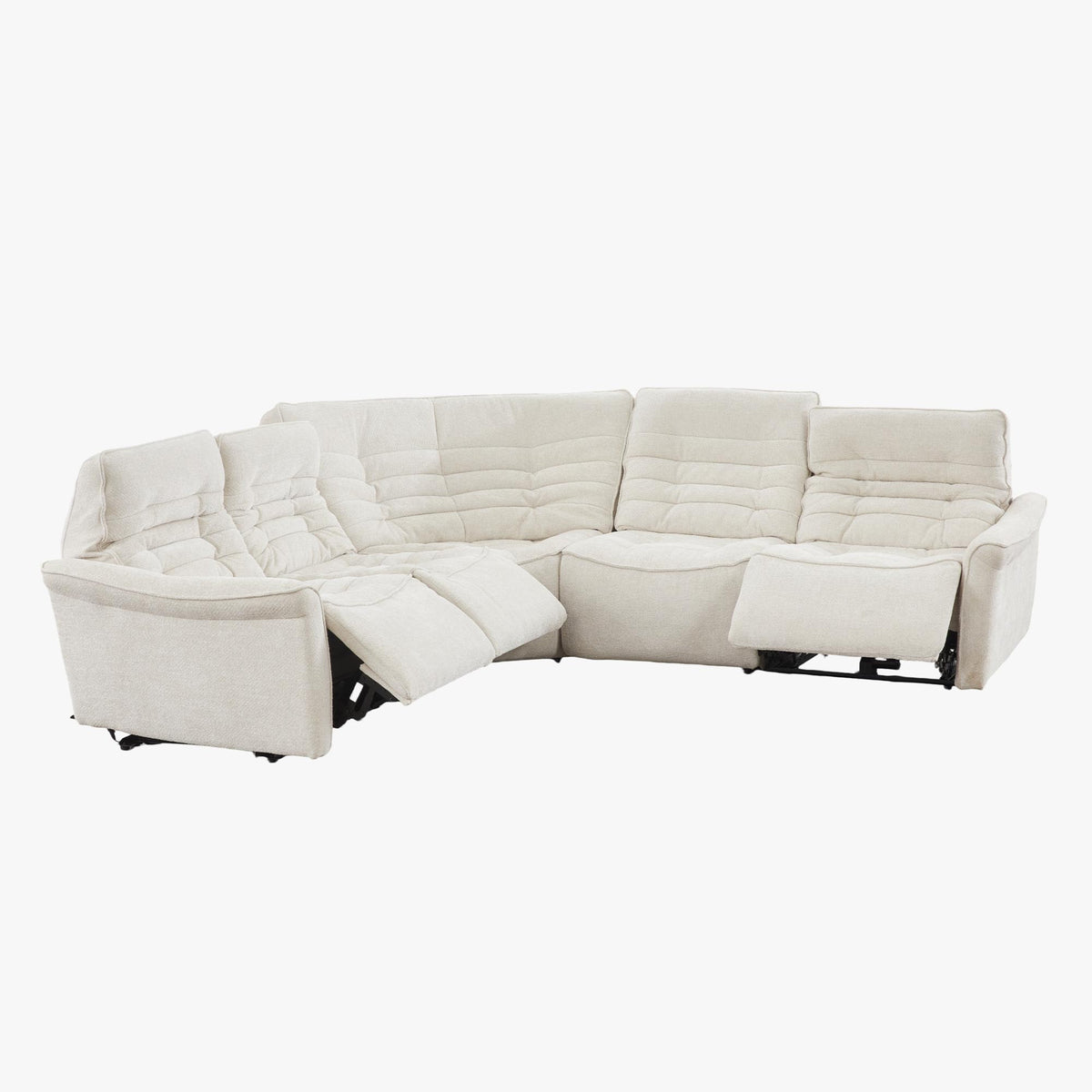 CHILLY Canapé d'angle relax électrique réversible en tissu beige - Canapé relax - Mobilier Deco