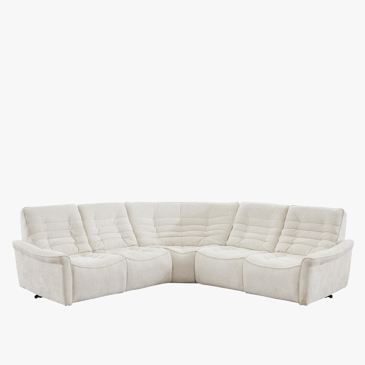 CHILLY Canapé d'angle relax électrique réversible en tissu beige - Canapé relax - Mobilier Deco