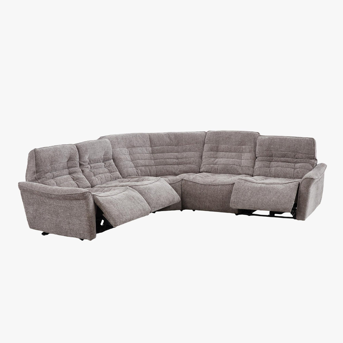 CHILLY Canapé d'angle relax électrique réversible en tissu taupe - Canapés d'angle - Mobilier Deco
