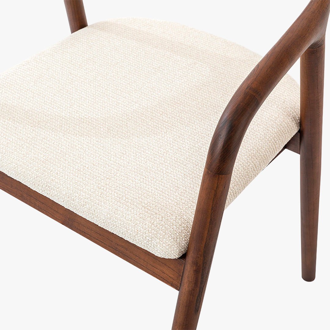 CLAIRE Chaise en tissu beige piètement en bois foncé - Chaise de repas - Mobilier Deco