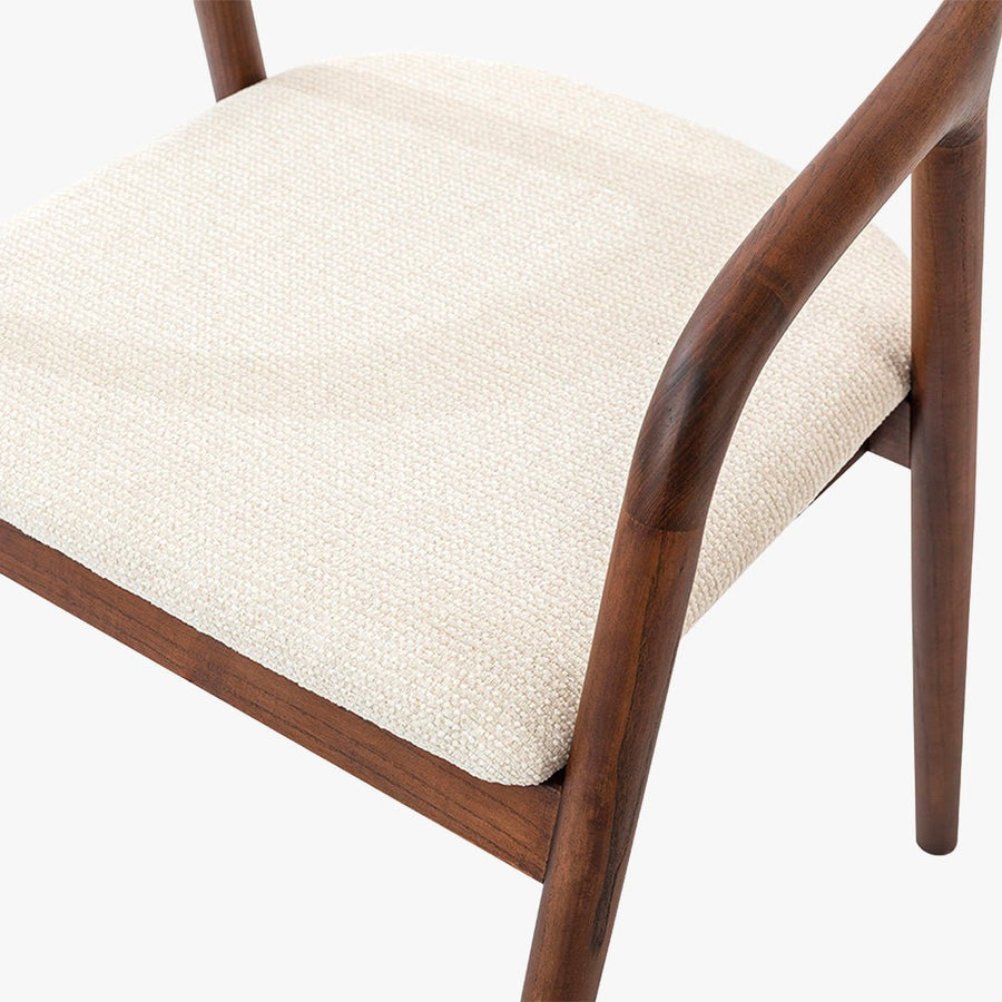 CLAIRE Chaise en tissu beige piètement en bois massif foncé — aperçu vidéo