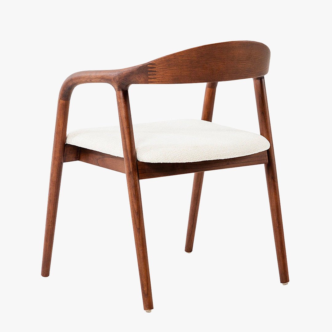 CLAIRE Chaise en tissu beige piètement en bois foncé - Chaise de repas - Mobilier Deco