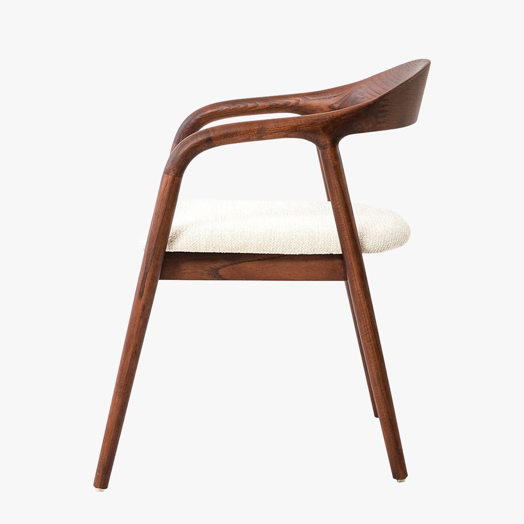 CLAIRE Chaise en tissu beige piètement en bois foncé - Chaise de repas - Mobilier Deco