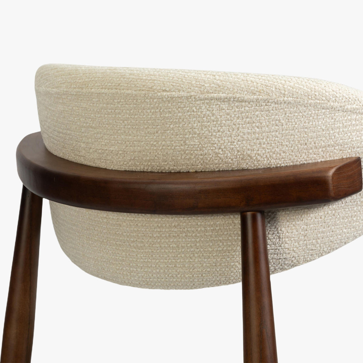 CLARA Lot de 2 chaises en tissu bouclette beige pieds en chêne massif foncé - Mobilier Deco