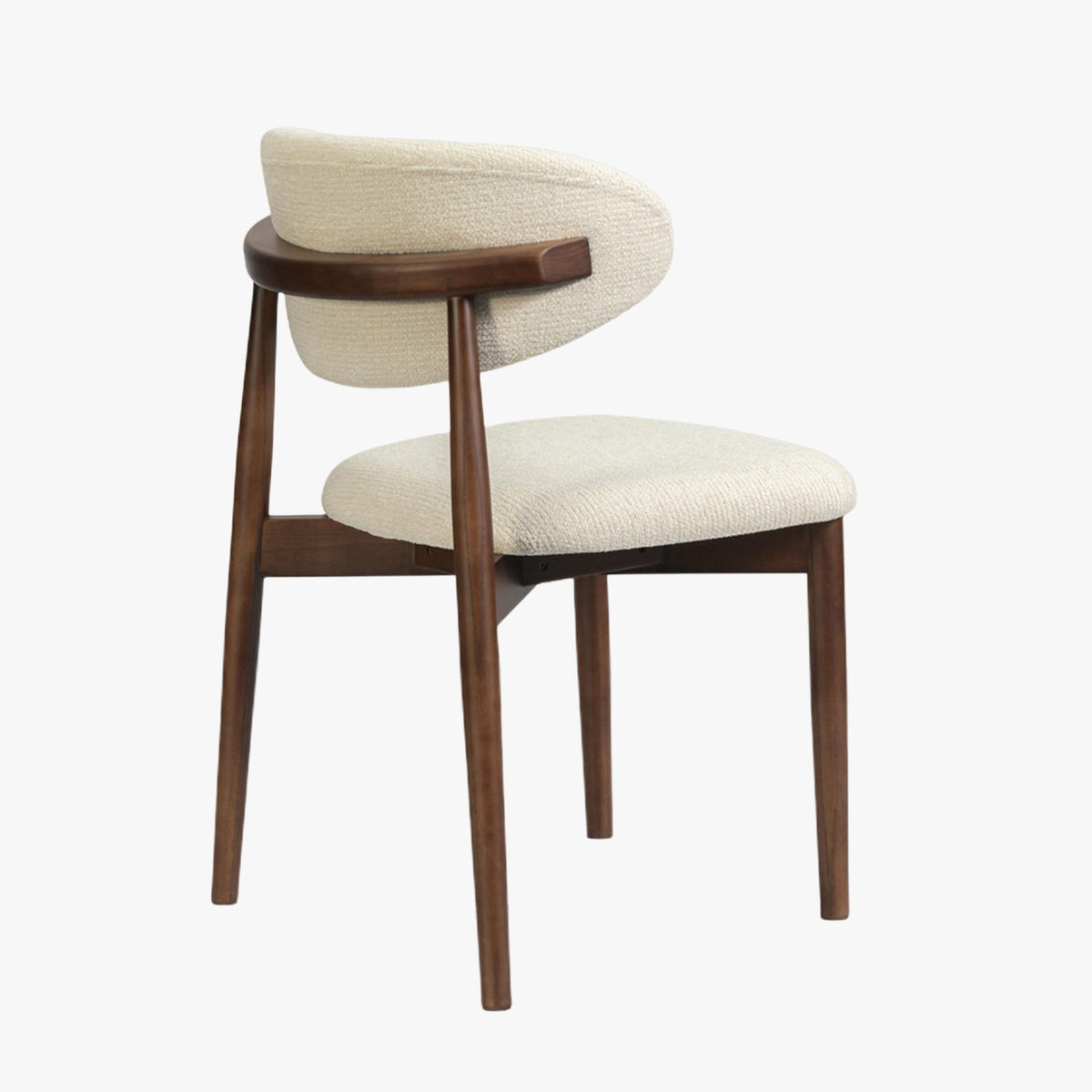 CLARA Lot de 2 chaises en tissu bouclette beige pieds en chêne massif foncé - Mobilier Deco