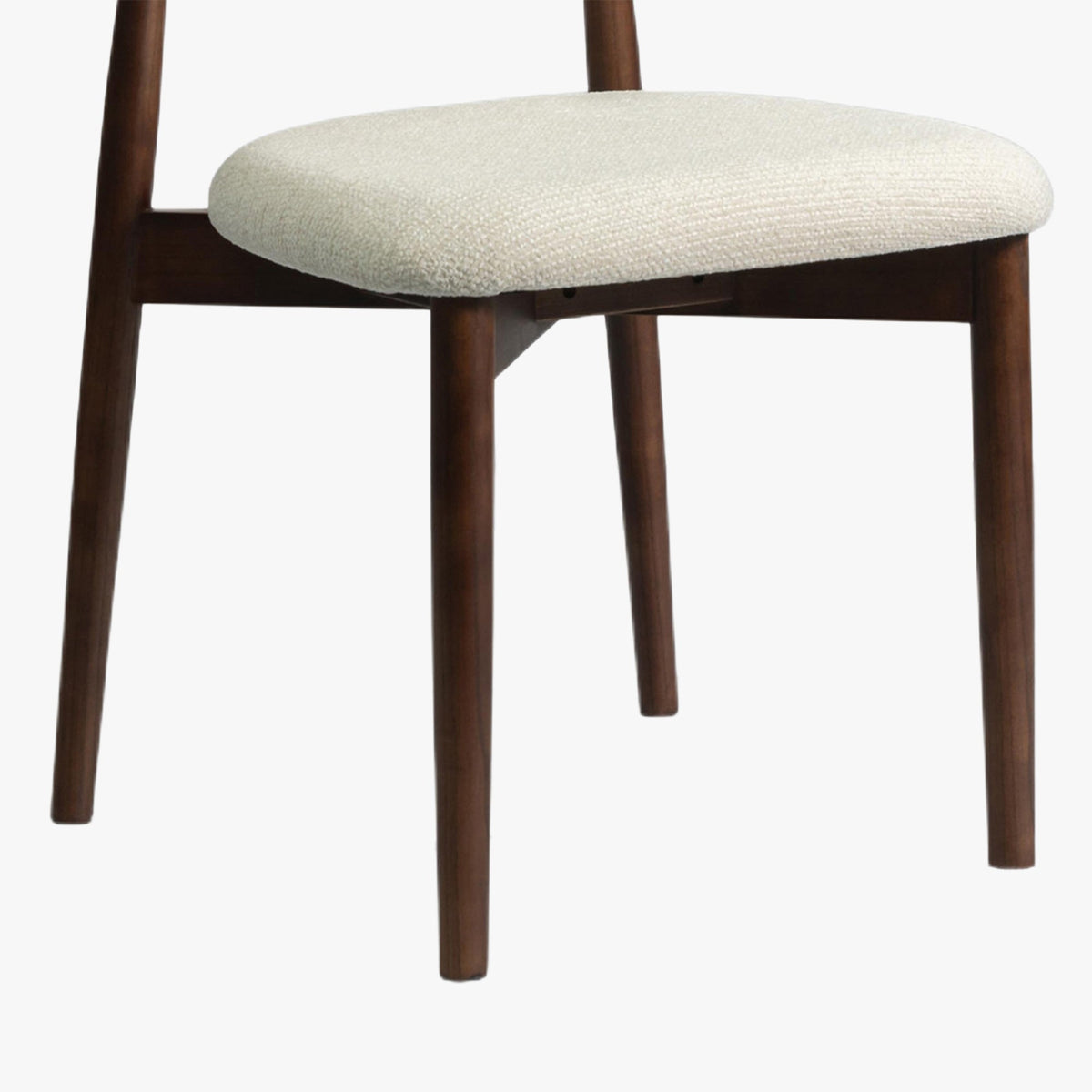CLARA Lot de 2 chaises en tissu bouclette beige pieds en chêne massif foncé - Mobilier Deco