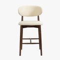 CLARA Tabouret en tissu bouclette beige pieds en chêne massif foncé
