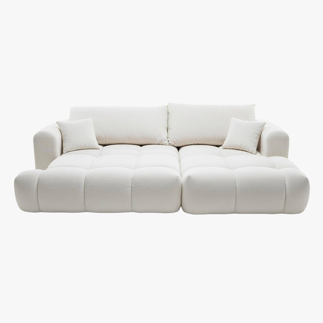 CLOUD Canapé d'angle convertible en tissu bouclette beige - Angle droit - Canapé d'angle convertible - Mobilier Deco