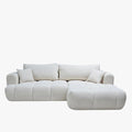 CLOUD Canapé d'angle convertible en tissu bouclette beige - Angle droit