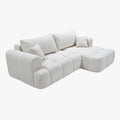 CLOUD Canapé d'angle convertible en tissu bouclette beige - Angle droit