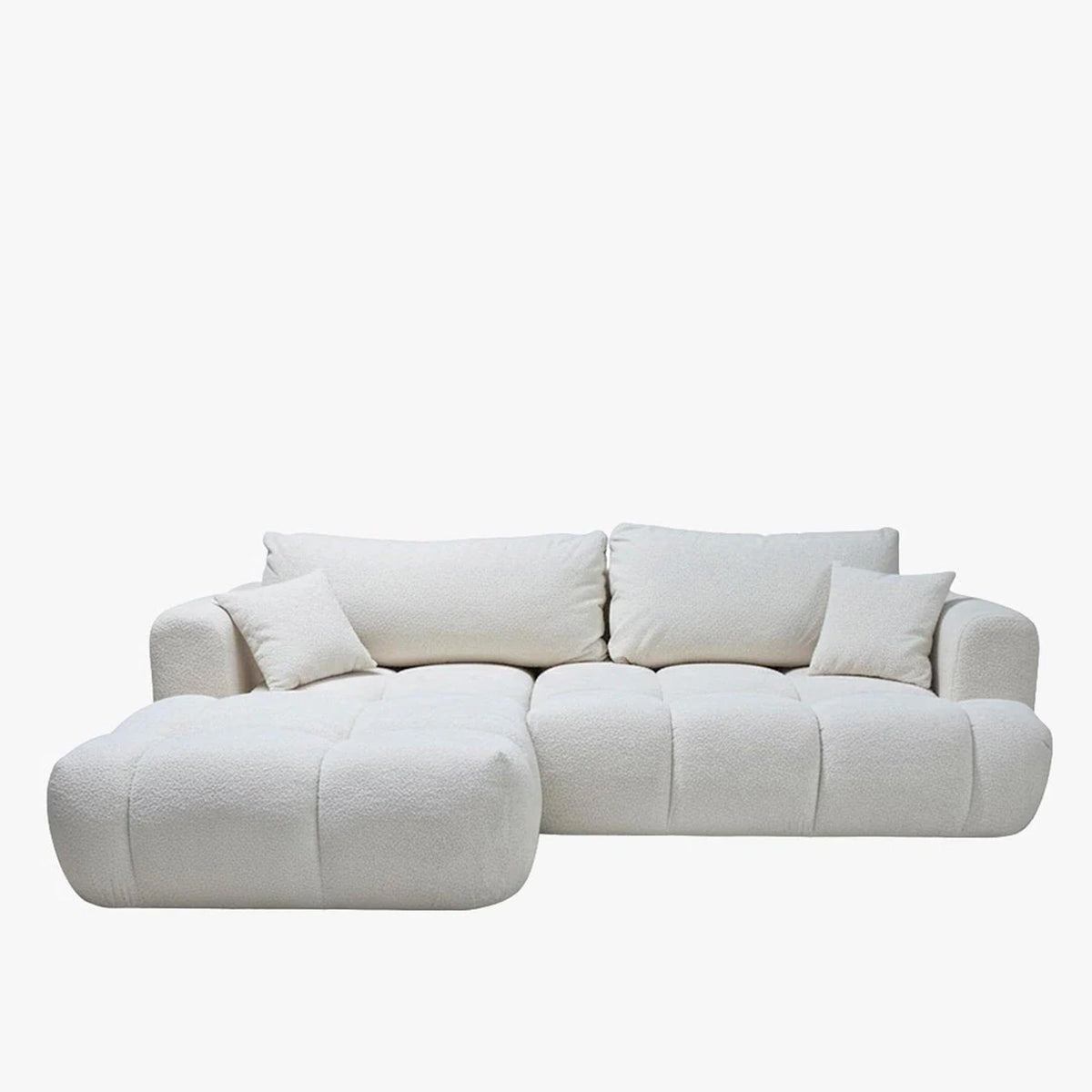 CLOUD Canapé d'angle convertible en tissu bouclette beige - Angle gauche - Canapé d'angle convertible - Mobilier Deco