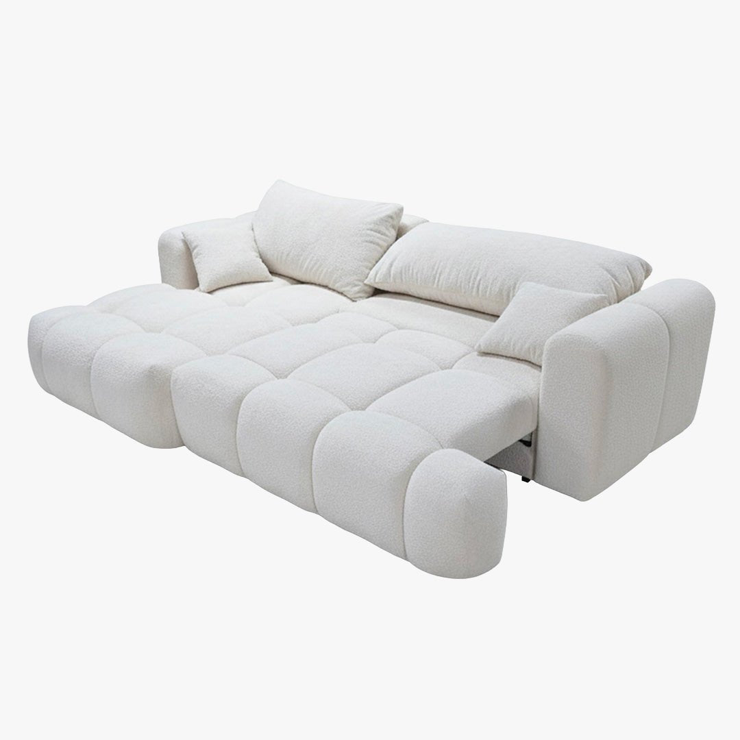 CLOUD Canapé d'angle convertible en tissu bouclette beige - Angle gauche - Canapé d'angle convertible - Mobilier Deco