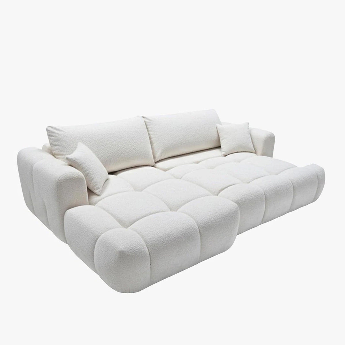 CLOUD Canapé d'angle convertible en tissu bouclette beige - Angle gauche - Canapé d'angle convertible - Mobilier Deco