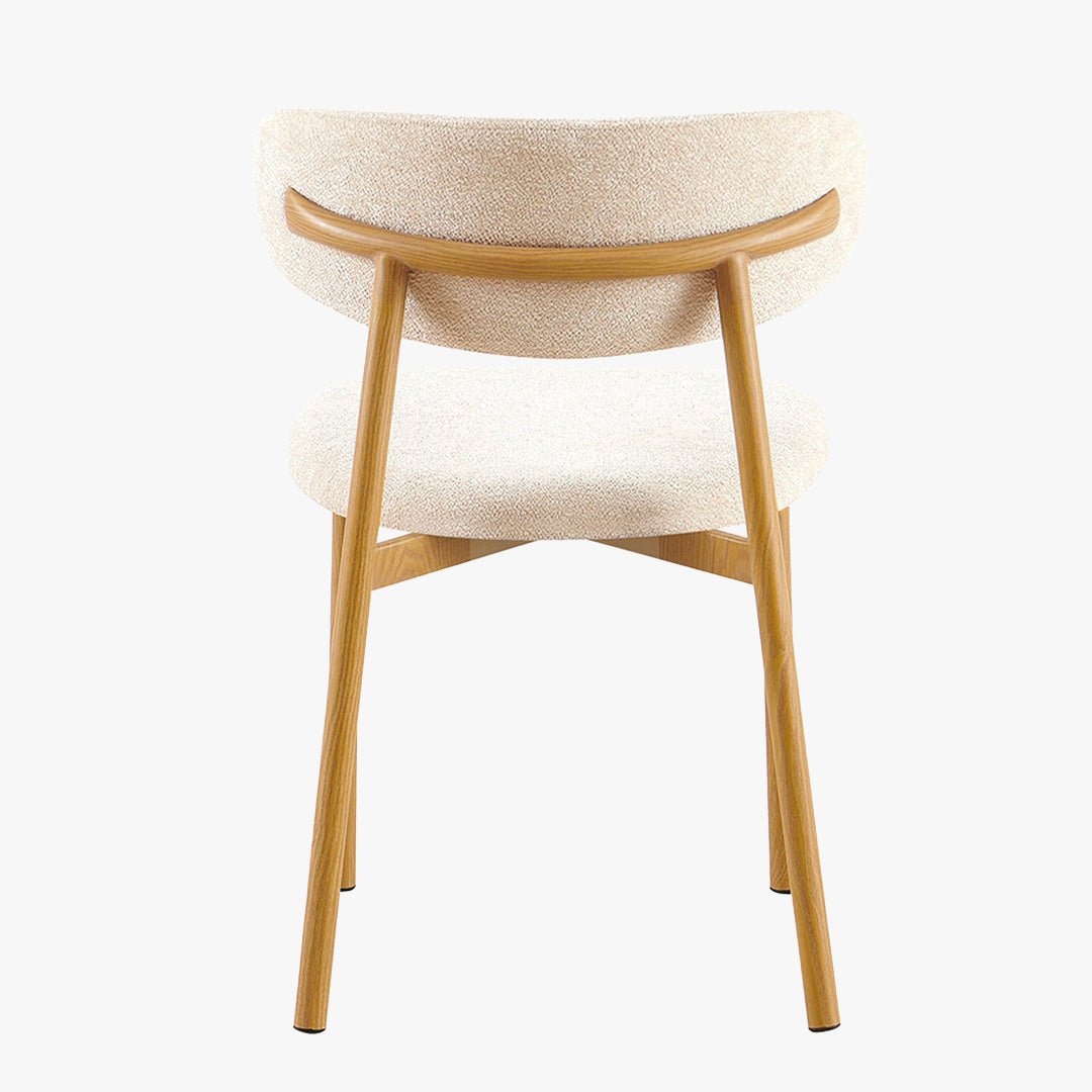 COCO Lot de 2 chaises en tissu beige piètement en métal couleur bois - Chaise de repas - Mobilier Deco