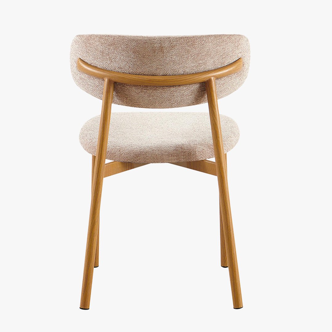 COCO Lot de 2 chaises en tissu taupe piètement en métal couleur bois - Chaise de repas - Mobilier Deco
