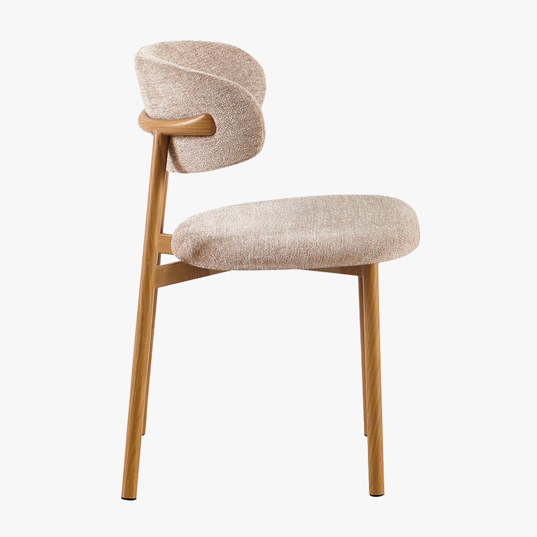 COCO Lot de 2 chaises en tissu taupe piètement en métal couleur bois - Chaise de repas - Mobilier Deco