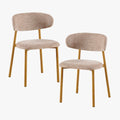 COCO Lot de 2 chaises en tissu taupe piètement en métal couleur bois