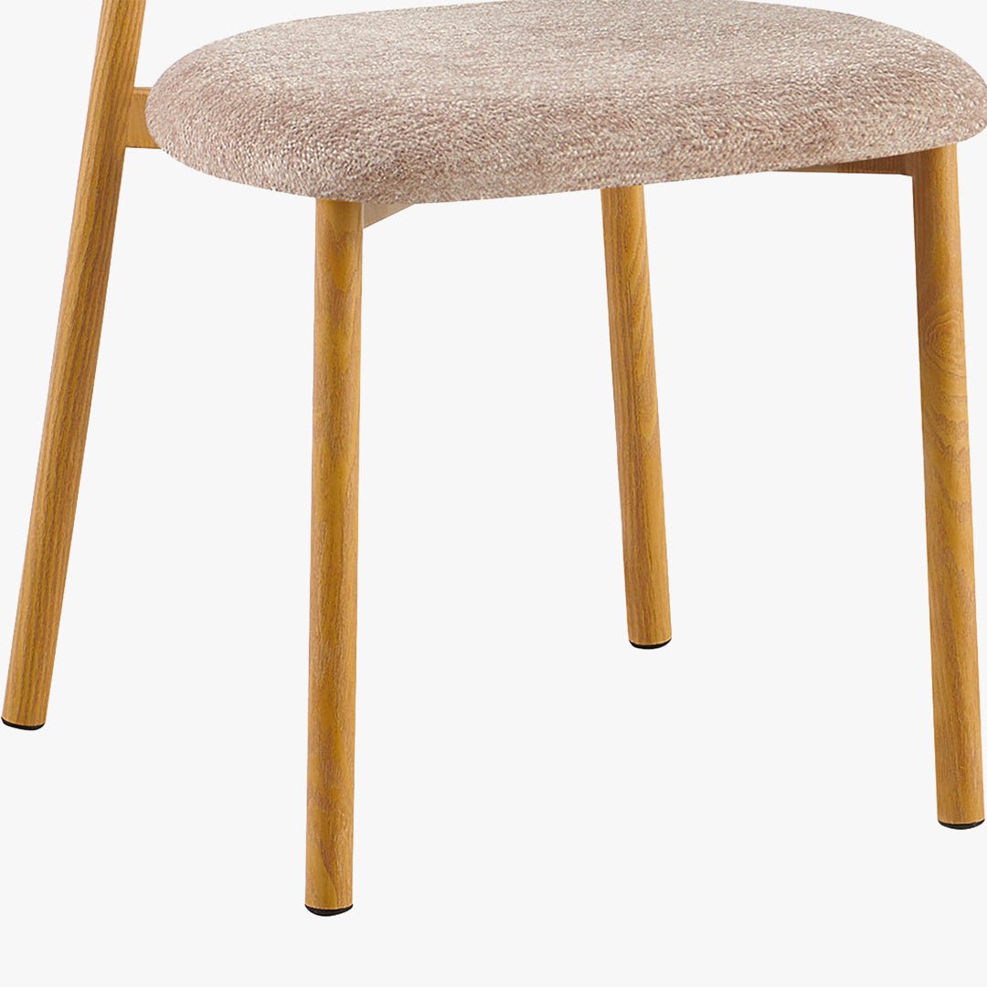 COCO Lot de 2 chaises en tissu taupe piètement en métal couleur bois - Chaise de repas - Mobilier Deco