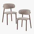 COCO Lot de 2 chaises en tissu taupe piètement en métal couleur bois foncé