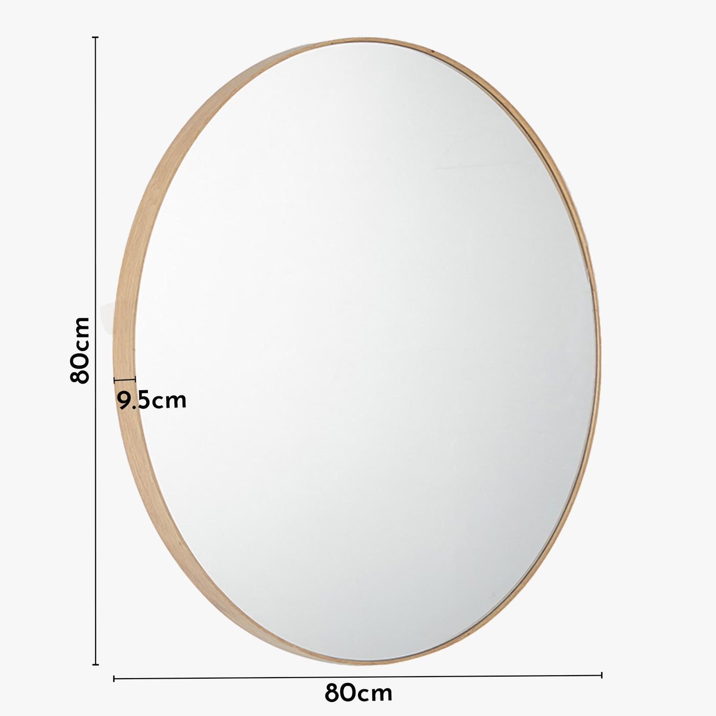 COLYN Miroir mural rond 80x80 cm couleur chêne vieilli - Miroirs - Mobilier Deco