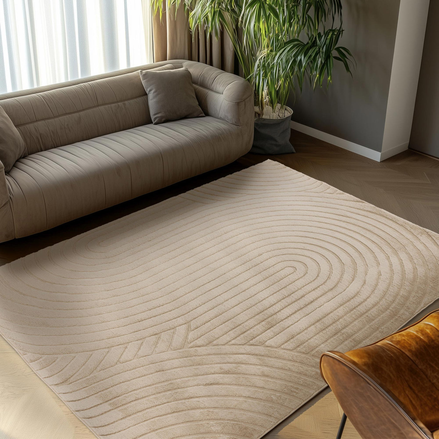 COMFORT Tapis doux à motif beige - 160x230 cm - Tapis - Mobilier Deco