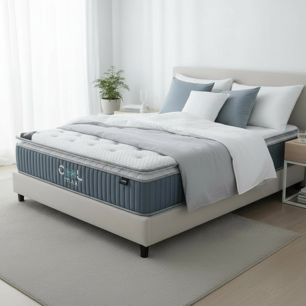 COOL MAX Matelas mémoire de forme et ressorts ensachés 140x190 cm épaisseur 31 cm - Matelas - Mobilier Deco