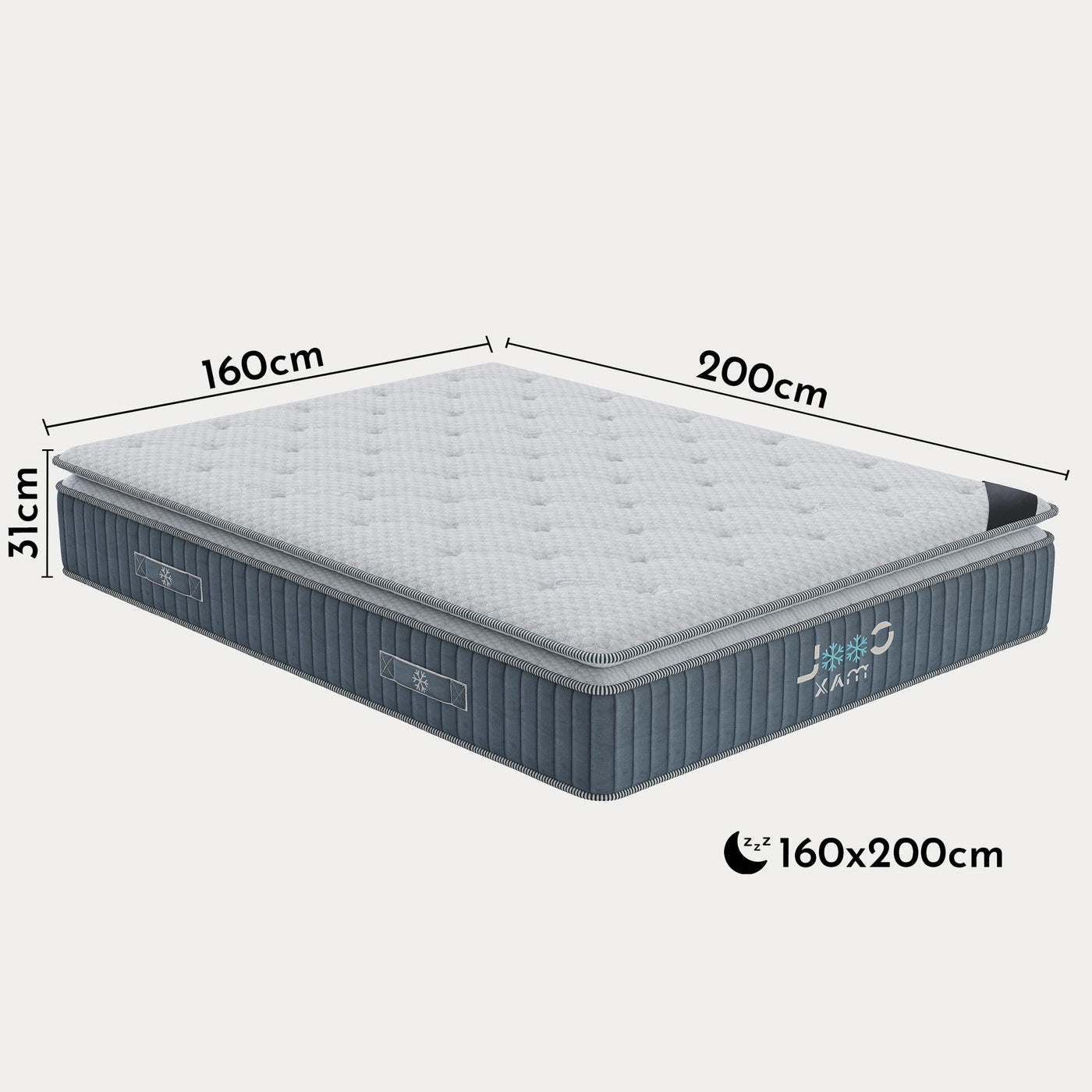 COOL MAX Matelas mémoire de forme et ressorts ensachés 160x200 cm épaisseur 31 cm - Matelas - Mobilier Deco