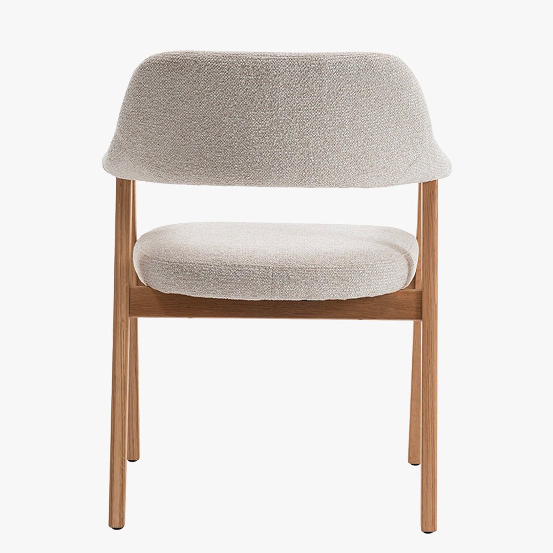 CORALIE Chaise de repas en tissu beige pieds chêne massif clair - Chaise de repas - Mobilier Deco