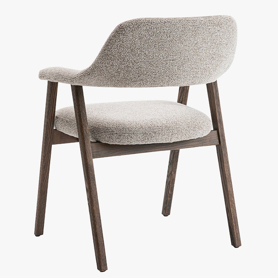 CORALIE Chaise en tissu beige pieds chêne massif foncé - Chaise de repas - Mobilier Deco