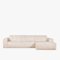 CYNDA Canapé d'angle en tissu capitonné beige - Angle droit