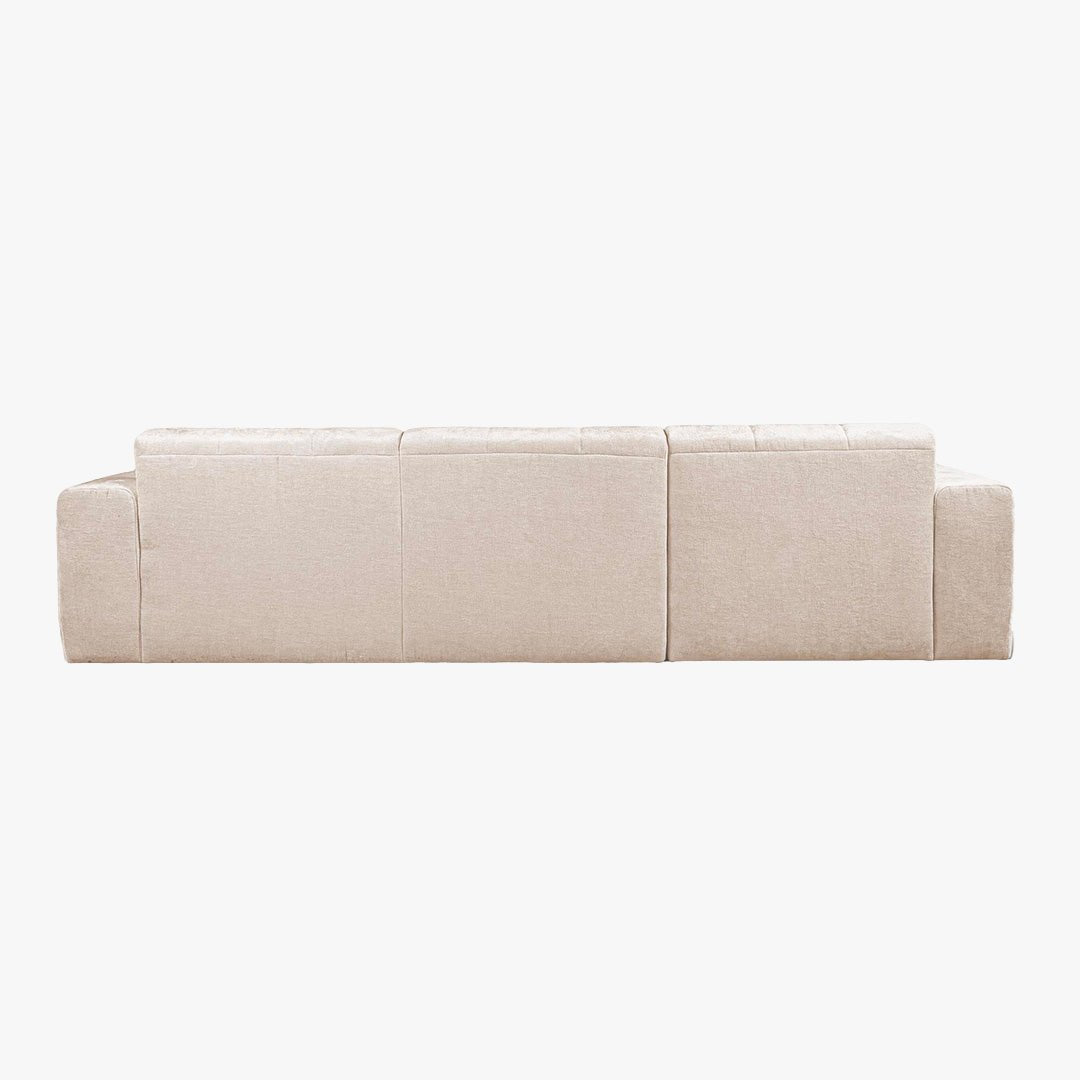 CYNDA Canapé d'angle en tissu capitonné beige - Angle droit - Canapés d'angle - Mobilier Deco