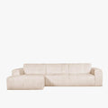 CYNDA Canapé d'angle en tissu capitonné beige - Angle gauche