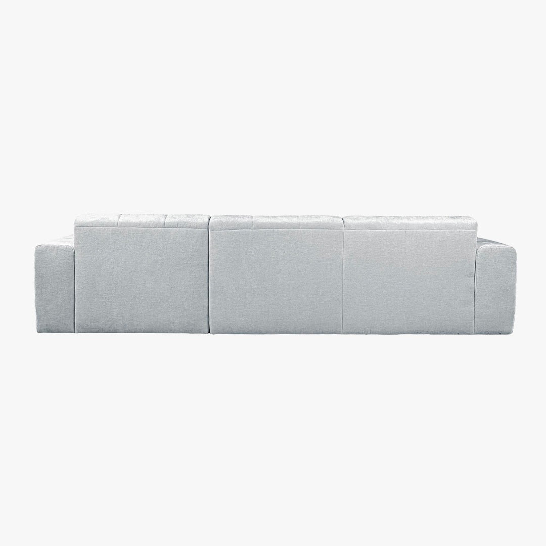 CYNDA Canapé d'angle en tissu capitonné gris - Angle droit - Canapés d'angle - Mobilier Deco