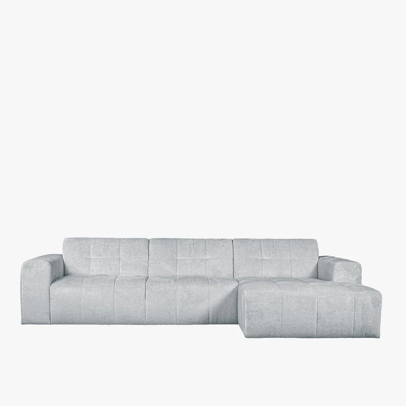 CYNDA Canapé d'angle en tissu capitonné gris - Angle droit - Canapés d'angle - Mobilier Deco