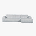 CYNDA Canapé d'angle en tissu capitonné gris - Angle droit
