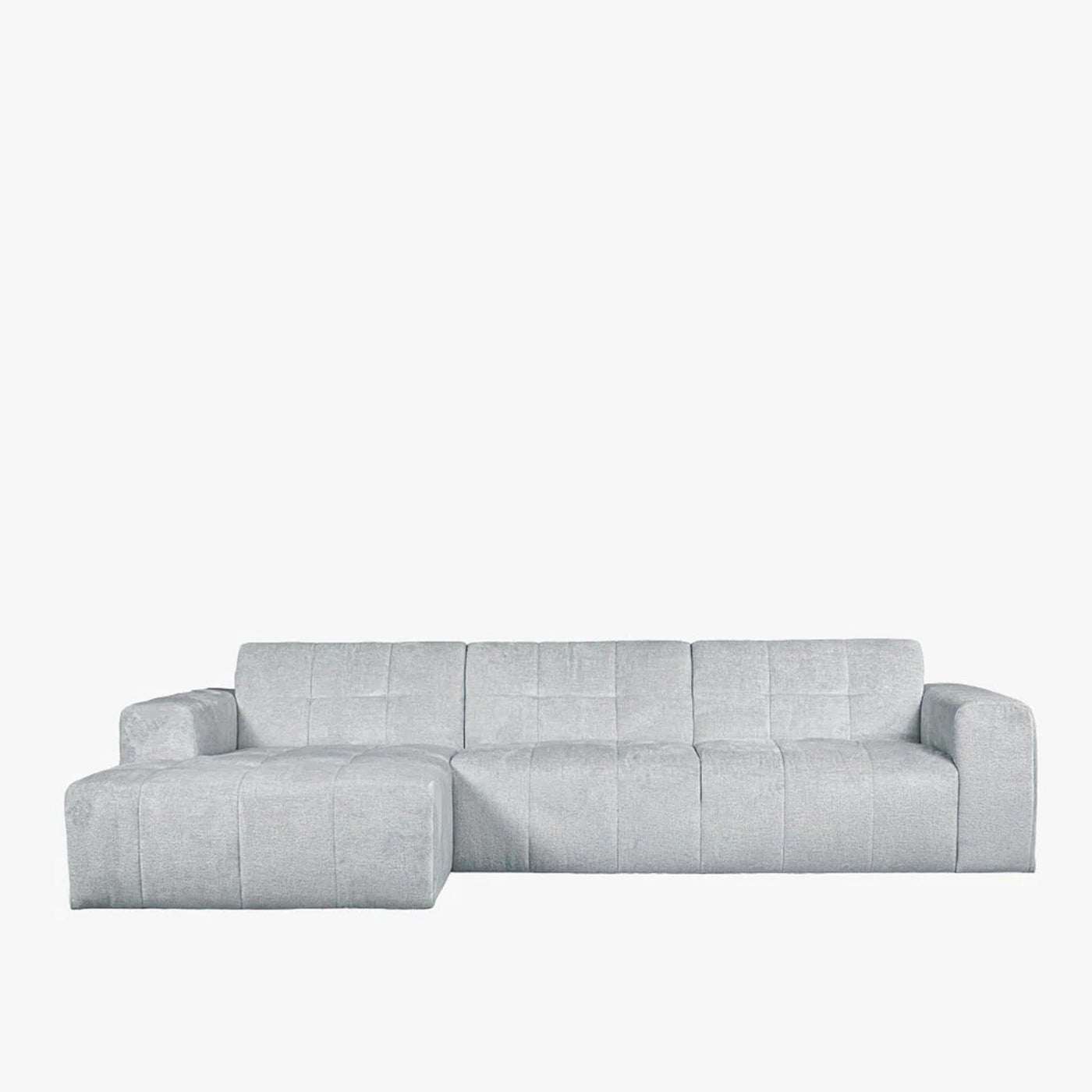 CYNDA Canapé d'angle en tissu capitonné gris - Angle gauche - Canapés d'angle - Mobilier Deco