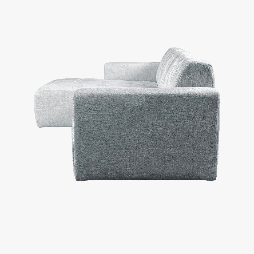 CYNDA Canapé d'angle en tissu capitonné gris - Angle gauche - Canapés d'angle - Mobilier Deco