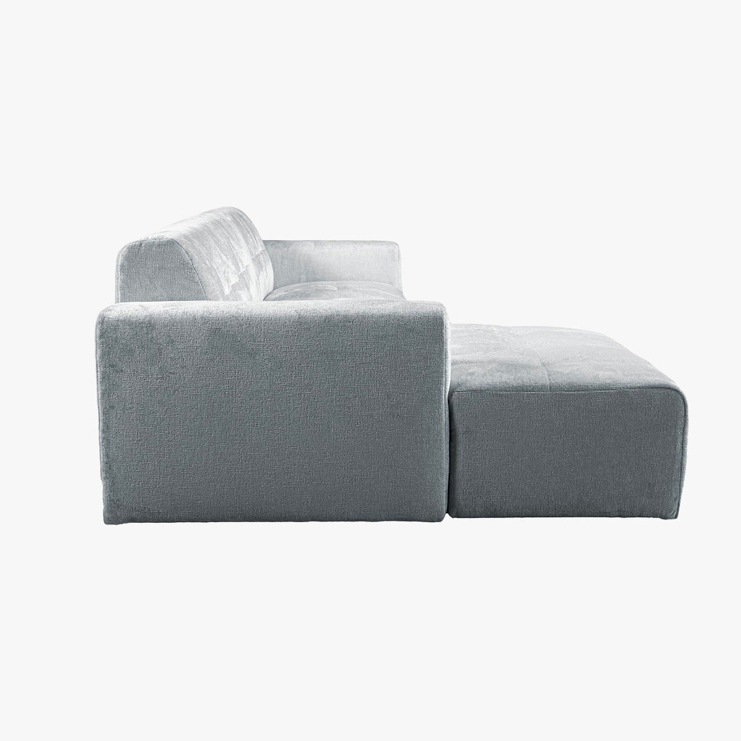 CYNDA Canapé d'angle en tissu capitonné gris - Angle gauche - Canapés d'angle - Mobilier Deco