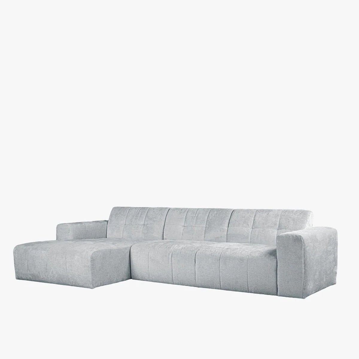 CYNDA Canapé d'angle en tissu capitonné gris - Angle gauche - Canapés d'angle - Mobilier Deco