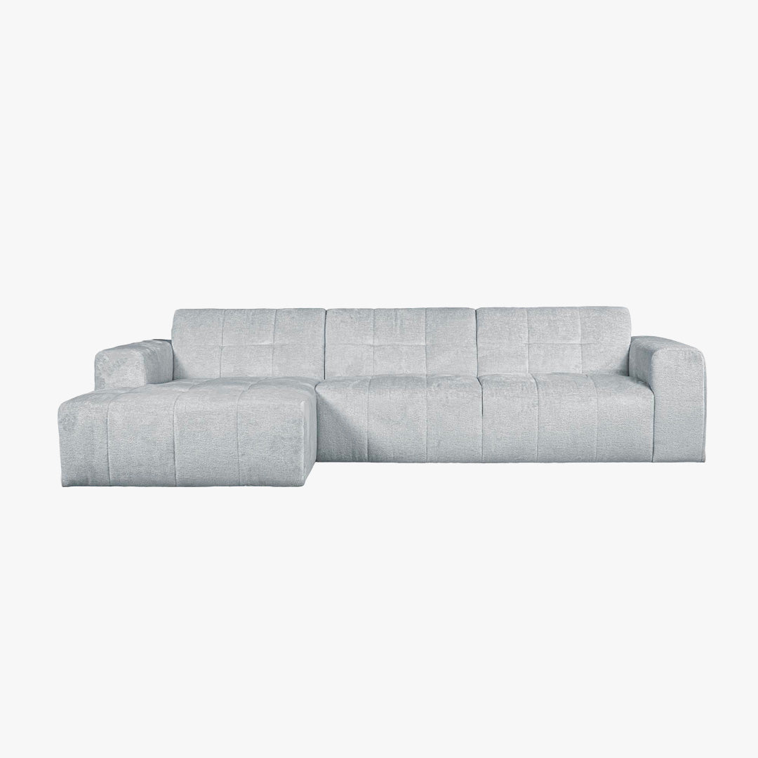 CYNDA Canapé d'angle en tissu capitonné gris - Angle gauche - Canapés d'angle - Mobilier Deco