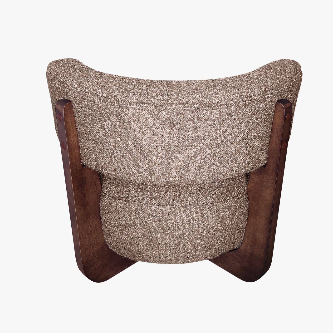 ESTER Fauteuil en tissu texturé taupe pieds en bois foncé
