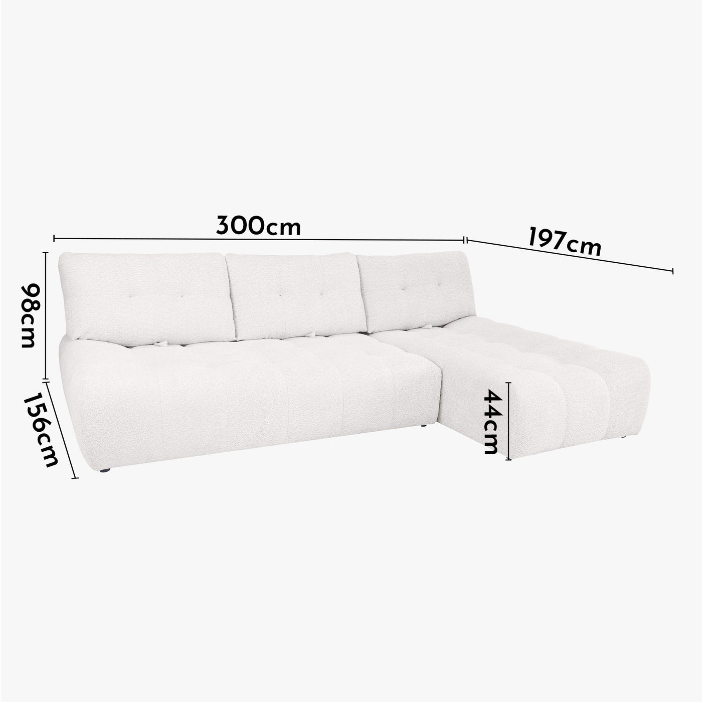 DALIA Canapé d'angle avec dossier amovible en tissu blanc écru  - Angle droit - Canapés d'angle - Mobilier Deco