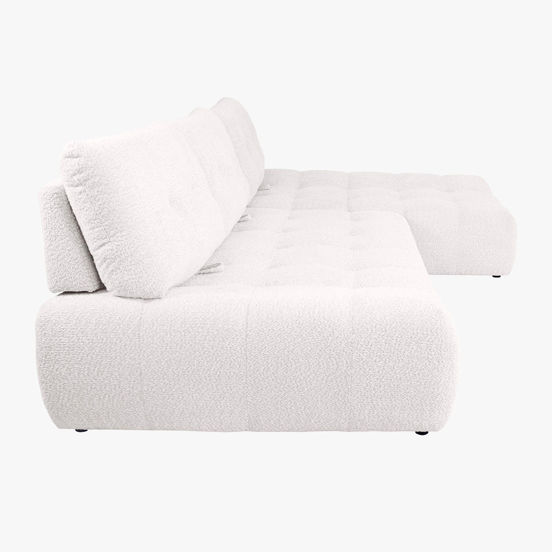 DALIA Canapé d'angle avec dossier amovible en tissu blanc écru  - Angle droit - Canapés d'angle - Mobilier Deco