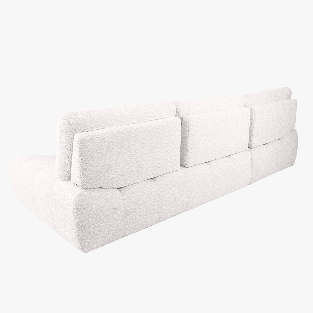DALIA Canapé d'angle avec dossier amovible en tissu blanc écru - Angle gauche - Canapés d'angle - Mobilier Deco