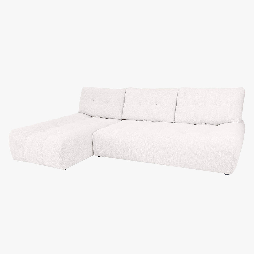DALIA Canapé d'angle avec dossier amovible en tissu blanc écru - Angle gauche - Canapés d'angle - Mobilier Deco