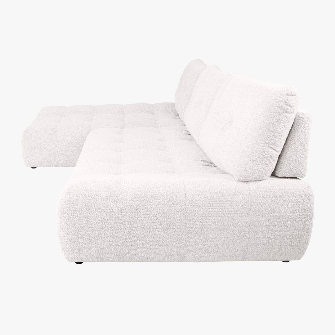DALIA Canapé d'angle avec dossier amovible en tissu blanc écru - Angle gauche - Canapés d'angle - Mobilier Deco