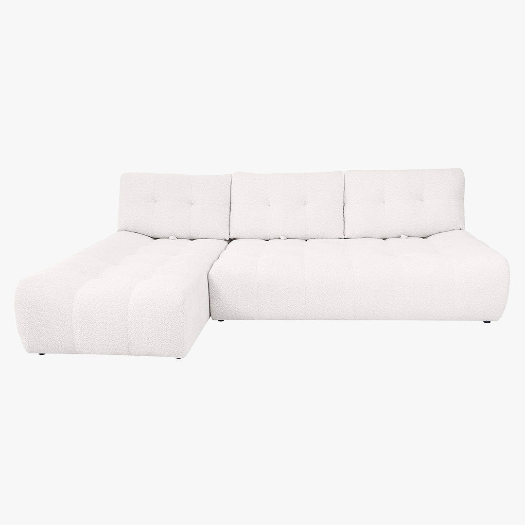 DALIA Canapé d'angle avec dossier amovible en tissu blanc écru - Angle gauche - Canapés d'angle - Mobilier Deco