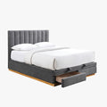 DANIEL Lit double en tissu gris anthracite avec coffre et tiroir 140x190 cm