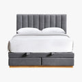 DANIEL Lit double en tissu gris anthracite avec coffre et tiroir 140x190 cm